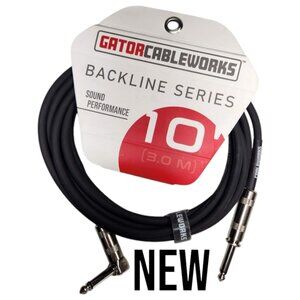 NEW 10' Electric Guitar Cable Cableworks 10 Foot Straight to Right Angle Gator
